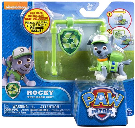 Paw Patrol Pull Back Pup Rocky Figure Spin Master Toywiz