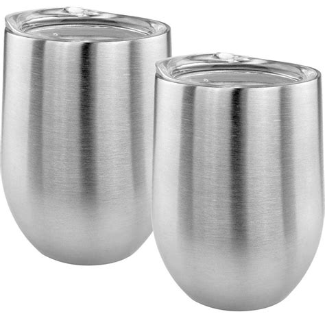 Southern Homewares Stainless Steel Stemless Double Wall Wine Glass Set