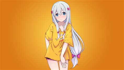 Eromanga Sensei White Hair Sagiri Izumi Anime Blue Eyes Girl