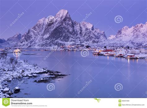 Reine On The Lofoten Islands In Northern Norway In Winter Stock Image