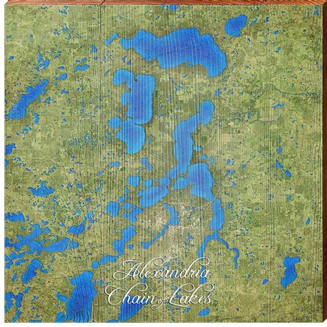 Alexandria Chain Of Lakes Minnesota Map Wooden Sign Wall Etsy
