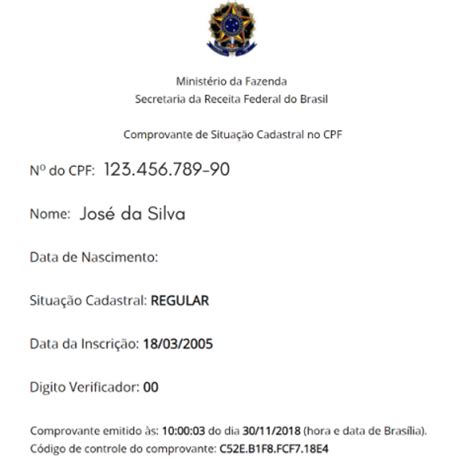 Comprovante De Situa O Cadastral Do Cpf Receita Federal Consulta Cpf Brasil