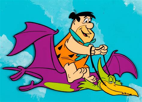 Download Fred Flintstone Rides Pterodactyl Wallpaper