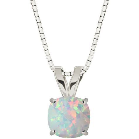 Sterling Silver Created Opal Pendant Gemstone Necklaces Jewelry