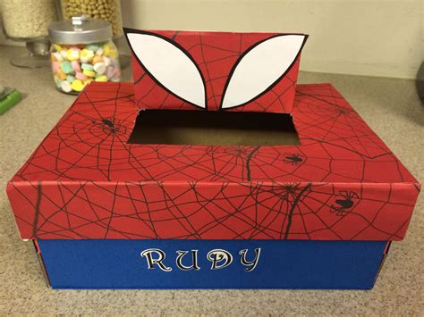 Click through the images above to see details and optional accessories that are included with the download! Spider-man Valentine shoe box. | Boys valentines boxes ...