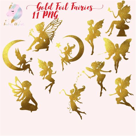 Gold Foil Fairies Fairy Clip Art Gold Foil Clipart Fairy