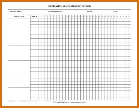 Blank Medication Administration Record Template Mrs Summers Free 87808