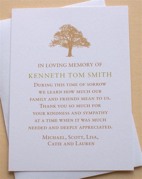 Sympathy Thank You Cards With A Strong Tree Personalized Flat Cards