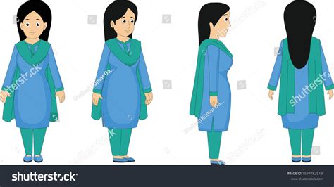 Illustration Indian Aunty Suit Stock Vector Royalty Free