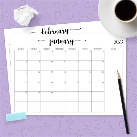 Monthly Calendar With Notes Template Printable Pdf