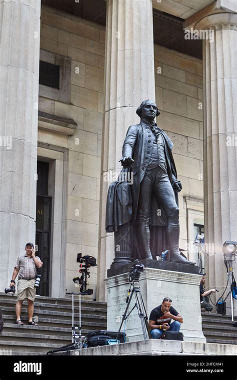 George Washington Sculpture On The Steps Of Federal Hall In Lower