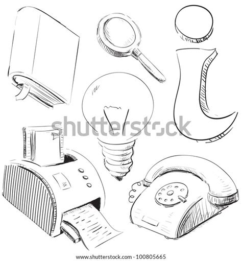 Office Stuff Icons Set Hand Drawing Stock Vector Royalty Free