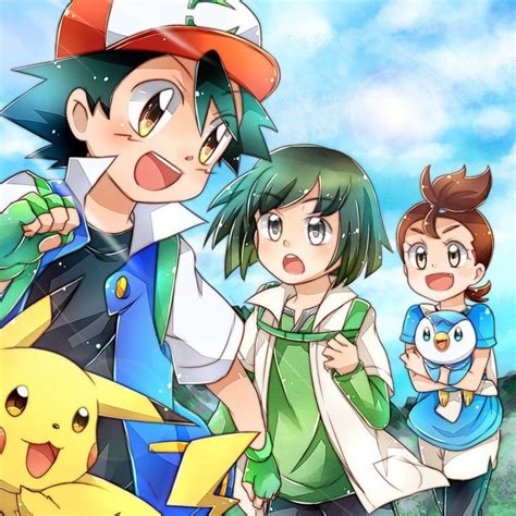 Pokemon And Friends Standing In Front Of A Blue Sky