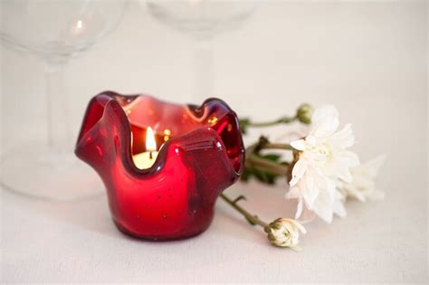 Items Similar To Ruby Red Candle Holder Art Glass Candle Base Fused Glass Votive Holder Art