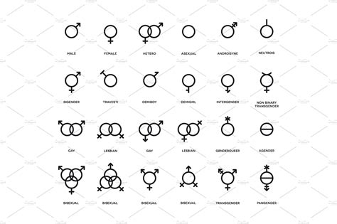 sexual gender symbols set graphic objects ~ creative market