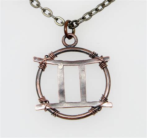 Gemini Necklace Polished Copper Zodiac Etsy Uk