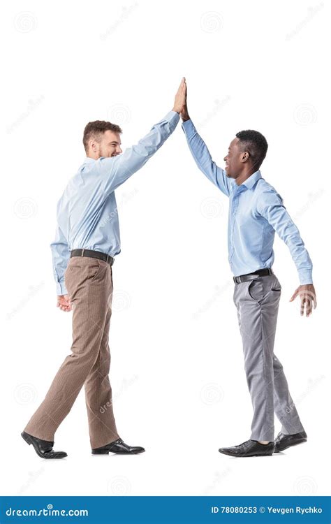 Business Men Giving Each Other A High Five Stock Image Image Of High