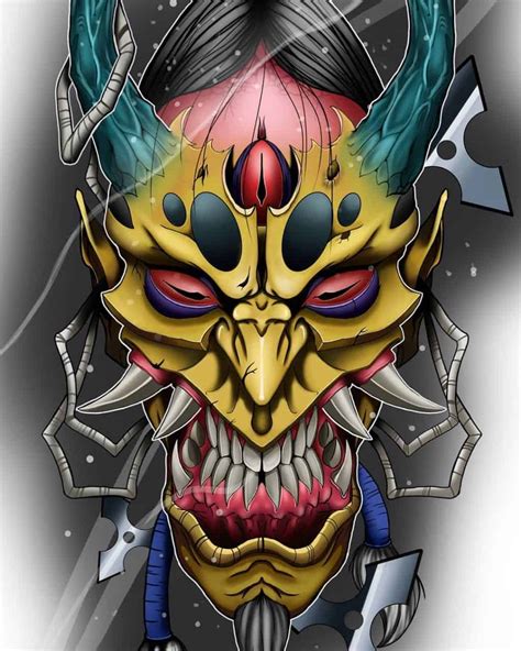 50 Oni Mask Tattoos And Meanings Tattmag