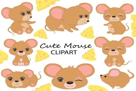 Cute Watercolor Mouse Clipart Set Creative Market