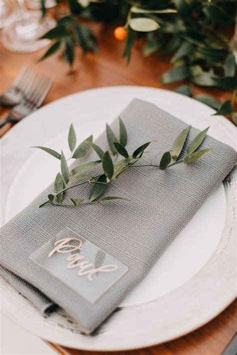 What do boho and beach weddings have in common? Unique Acrylic Place Cards Earthy Clean Modern Elegant ...