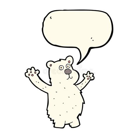 Cartoon Funny Polar Bear With Speech Bubble Stock Illustration