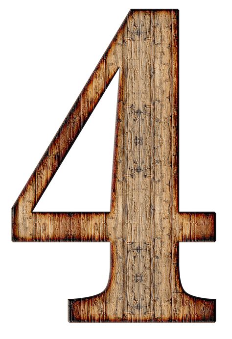 Wooden Number 4 | PNGlib - Free PNG Library