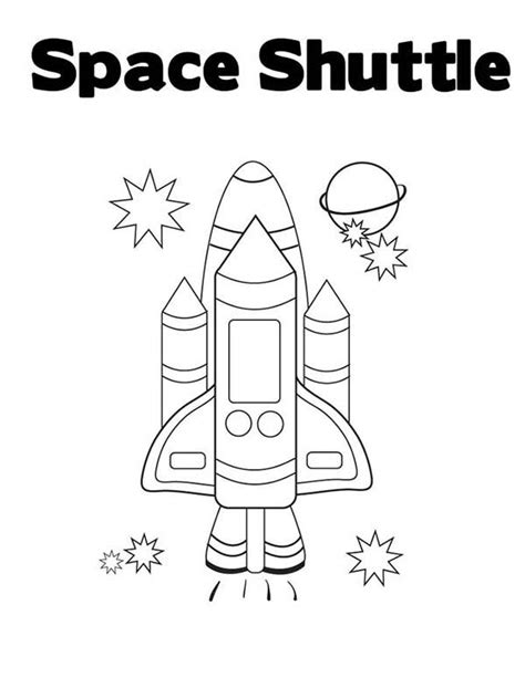 Learn The Word Of Space Shuttle Coloring Page Kids Play