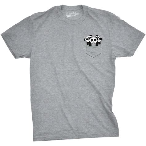 Mens Pocket Pandas Funny T Shirts Printed Graphic Humor Cool Panda
