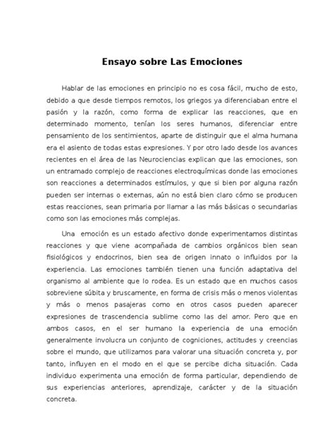 Ensayo Sobre Las Emociones Pdf