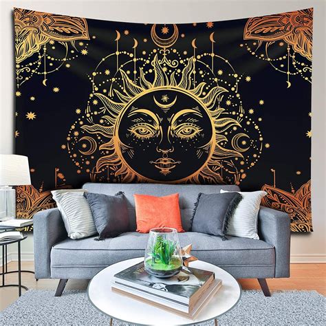 Sun And Moon Tapestry Wall Hanging Psychedelic Tapestries For Etsy