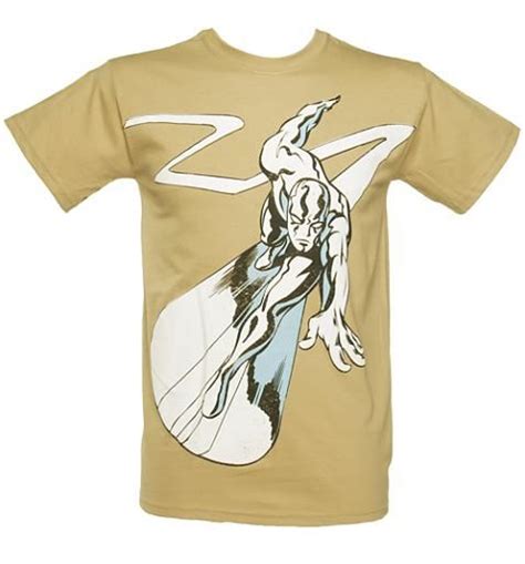 fab new men s sand coloured silver surfer in flight t shirt perfect for all you marvel fans