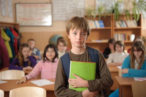 Serious Schoolboy In Front Of Class Stock Photo Image Of Elementary