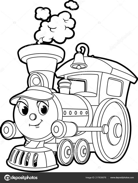 Coloring Pages Cartoon Smiling Train Coloring Pages