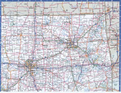 Map Of Oklahoma Eastern Free Highway Road Map Ok With Cities Towns