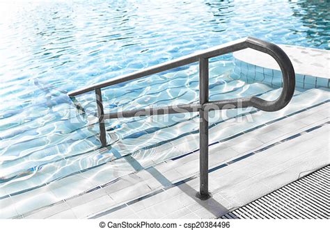 Pool Steps A Swimming Pool Stairs Stainless Steel Handrails Canstock