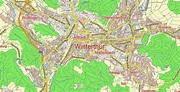Winterthur Switzerland PDF Vector Map City Plan Low Detailed (for small ...