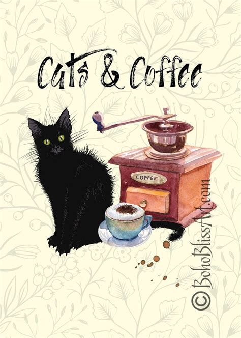 Cats And Coffee Quote Art Print Makes The Purrfect T For Cat And