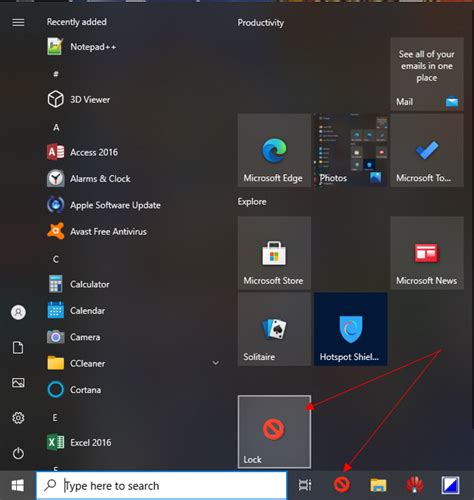 How To Add A Lock Option Into The Start And Taskbar On Windows 10