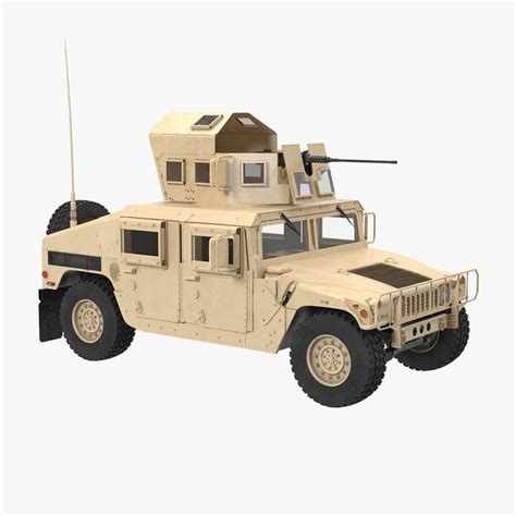 Humvee M1151 Enhanced Armament Carrier Simple Interior Desert 3d Model