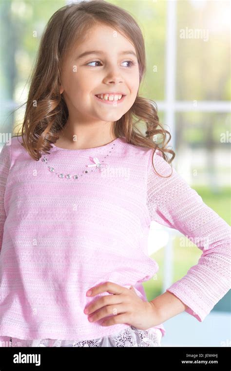 Portrait Of Cute Little Girl Stock Photo Alamy