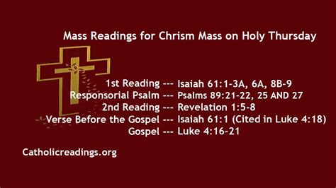 Chrism Mass Readings On Holy Thursday March 28 2024 Catholic Readings