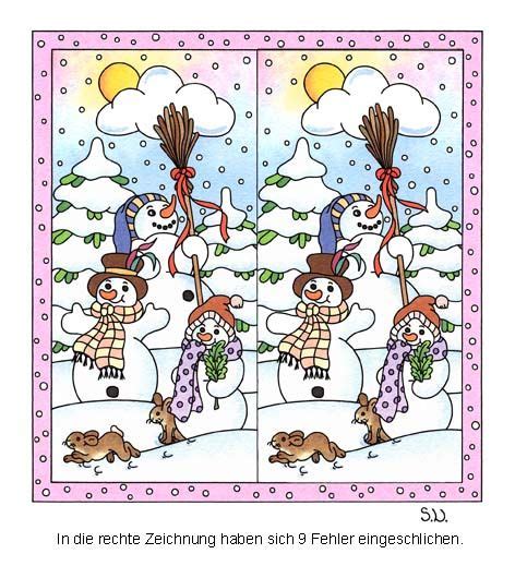 Kinder erwarten das weihnachtsfest mit großer spannung. Fehlersuchbild, Drei Schneemänner, Bilderrätsel | Fehlersuchbild, Kindergarten weihnachten und ...
