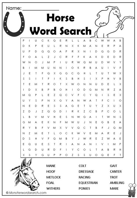 Printable Horse Word Search Horse Lessons Horses Horse Birthday Parties