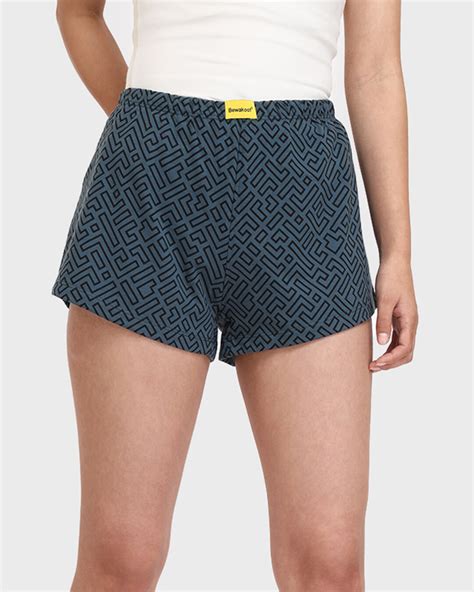 Buy Unending Maze Printed Aop Shorts For Women Blue Online At Bewakoof