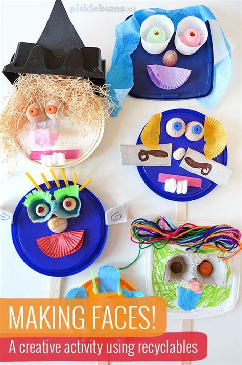 Making Faces From Recyclables Craft Projects For Kids Recycled