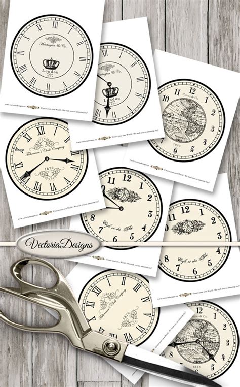 Large Vintage Clocks Printable Clock Face Paper Clock Face Steampunk