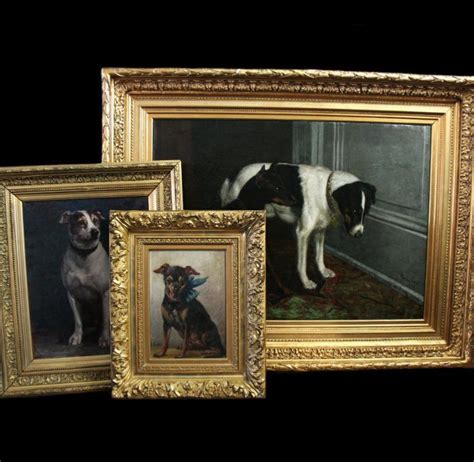 Large Collection 19th Century Fine Art Dog Paintings On