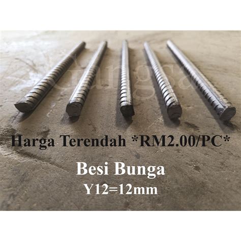 Besi Bunga Y12 12mm 1 5 Ft 12 60 Mild Steel Solid Tube Shopee