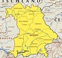 Baviera Mapa de Ciudades | Mapa de Alemania Ciudades