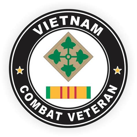 55 Inch 4th Infantry Division Vietnam Combat Veteran With Ribbon Decal